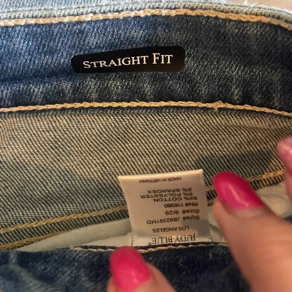 Judy Blue Relaxed Fit Light Blue Jeans with Distressed Hem - Picture 3 of 5